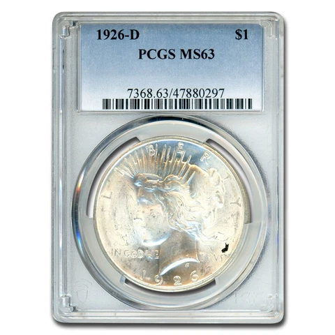 1926-D Peace Dollar MS-63 PCGS Cover