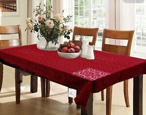 Cotton 6 Seater Dining Table Cover Circle Pattern Design 60x90in Maroon AU