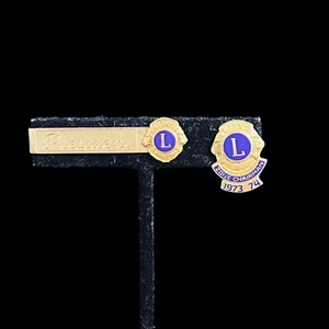 Lions Club Gold Filled President Tie Bar And Chairman Tie Tack Set (5345) - Picture 1 of 8