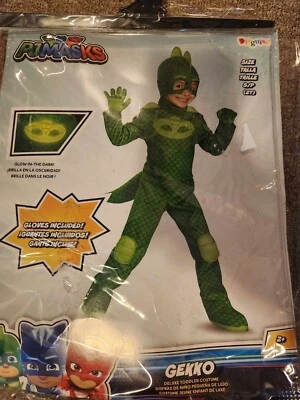 Gekko Classic Green PJ Masks Superhero Costume Size Small 2TGlows in the Dark - Image 1 of 3