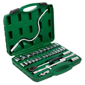  Huaqi 33 Stck. Schwerlast 1/2" Antrieb Metrisch 8-32 mm Steckschlüsselsatz Ratsche Verlängerungsstange - Bild 1 von 5