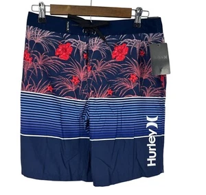 Hurley Boys Board Shorts Tropical Print With Drawstring Waist & Back Pocket Size - Picture 1 of 12