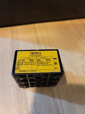 BUSS 16220-3 3P POLE POWER DISTRIBUTION BLOCK TERMINAL 600V-AC 175A AMP B346591 - Image 1 of 2