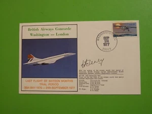 FDC COVER CONCORDE FLOWN LAST TRIAL FLIGHT WASHINGTON - LONDON SIGNED Capt LENEY - Picture 1 of 2