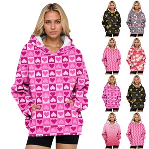 Womens Oversized Sweatshirts Fleece Hoodies Long Sleeve Shirts Pullover Fall - Picture 1 of 30
