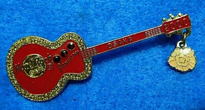 OSAKA CARNATION FLOWER & GARNET BIRTHSTONE DEEP RED GUITAR Hard Rock Cafe PIN - Picture 1 of 1