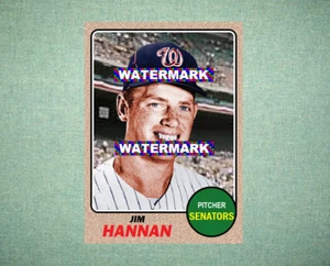 Jim Hannan Washington Senators 1968 Style Custom Baseball Art Card - Picture 1 of 2