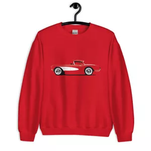 Red 1957 vette C1 Antique Collector Car Unisex Sweatshirt - Picture 1 of 12