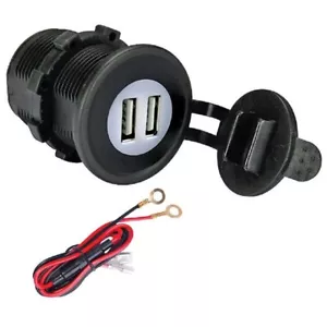 DOPPIA PRESA DI ALIMENTAZIONE 2 USB 12 / 24 V PANNELLO AUTO FURGONE CAMPER BARCA - Bild 1 von 2
