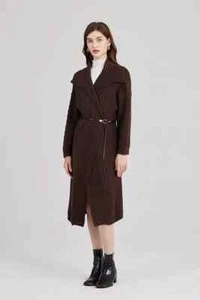 Cardigan De Punto Para Mujer Suave Suéter Marrón Largo 84845 - Imagen 1 de 4
