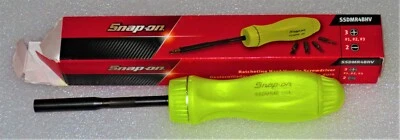 * NEW* Snap-on Hi-Viz Hard Handle Ratcheting Screwdriver *Black Shank* SSDMR4BHV - Image 1 of 3
