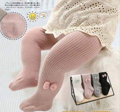 Niña Niño Bebé Rosa Pantalones Vestido Rayas Pantimedias Medias 0-12 Meses Lazo Foto 1 de 4