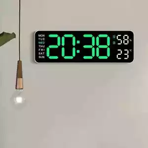 9 In Large Digital Wall Clock USB Powered Humidity Week Auto Dimmer Table Clock - Picture 1 of 37