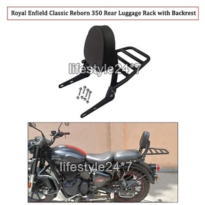 Fit For Royal Enfield Classic Reborn 350 Rear Luggage Rack with Backrest, Black - Picture 1 of 12
