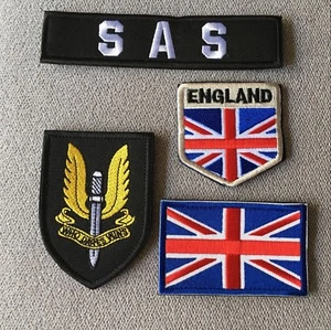 4 Pcs Embroidered Special Air Service SAS United Kingdom Hook Loop Patch Badge - Picture 1 of 10