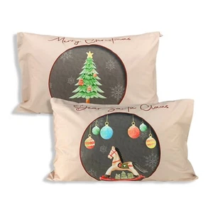 Paire Taies D'Oreiller de Noel Impression Décorations Noël I Love Sleeping 5647 - Imagen 1 de 2