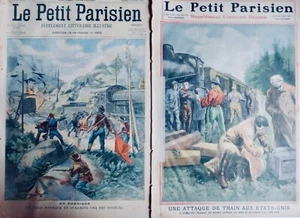 1905 1911 BANDIT ATTAQUE TRAIN KANSAS 2 JOURNAUX ANCIENS - Imagen 1 de 1