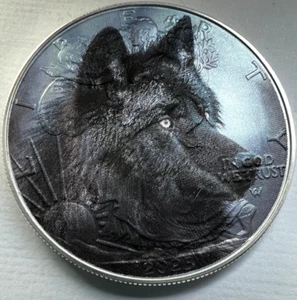 Black Wolf - American Silver Eagle 1oz  .999 Silver Dollar Coin Limited Edition - Picture 1 of 5