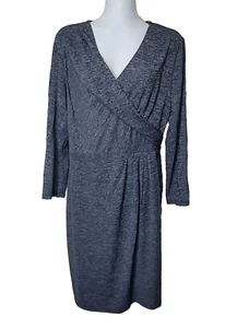 Chicos Dress Womens 2 Large Gray Heathered Surplice Stretchy Faux Wrap - Picture 1 of 13