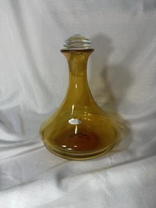 BLENKO Decanter #788L Art Vetro Genio Bottiglia e Tappo Ambra Grano Don Pastore - Foto 1 di 19