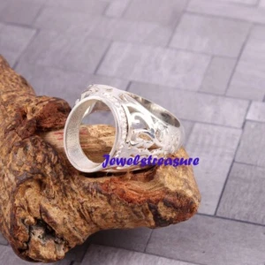 Men's Ring Stone Setting Size 10 X 14 MM Oval Shape 925 Sterling Silver Jewelry - Picture 1 of 7