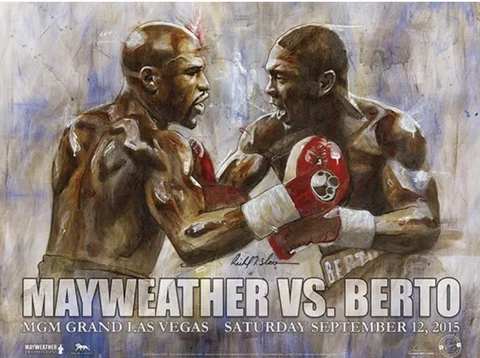 MAYWEATHER vs BERTO Official Onsite fight poster by Richard T. Slone 18 X 24 Cover