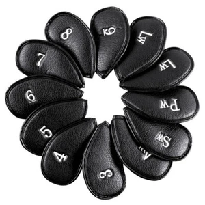 12pcs Leather Golf Iron Head Covers Thick Synthetic Golf Club Headcover Set - Picture 1 of 7