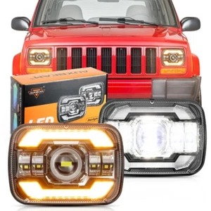 Faro LED alto/bajo DRL Auxbeam 7x6" pulgadas para Ford F-150 F-250 F-350 1978-1986 - Imagen 1 de 12