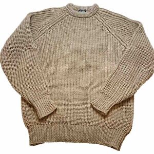 Vintage Brooks Brothers Sweater Mens L Tan Wool Chunky Knit Fisherman England