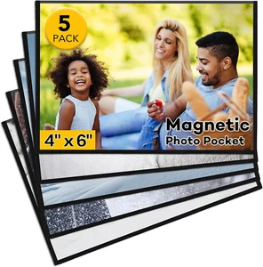 5 Pcs Magnetic Picture Frames Refrigerator 4X6Inch-Magnetic Photo Frames Black - Picture 1 of 12