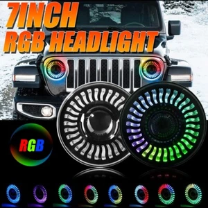 Pair 3D RGB 7''INCH LED Headlights DRL Combo For Jeep Wrangler JK TJ LJ 97-2020 - Picture 1 of 11
