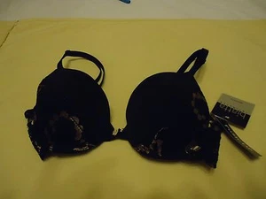 Biatta Black Foam Bra, Sz. 34C, Push-up, Lacey, Gold Accents, Orig. $26.00 - Picture 1 of 5