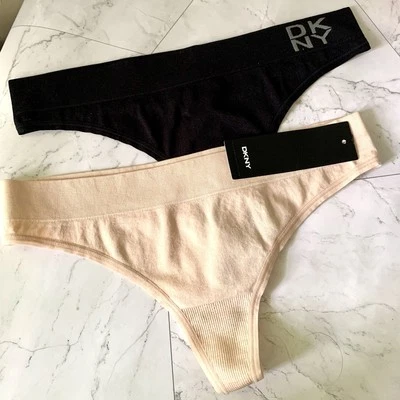 2x Tanga DKNY Energy tiro bajo sin costuras talla mediana - negro y nude Foto 1 de 4