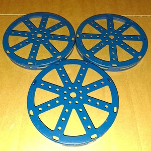 3 X #118*V.N.MINT* ENGLISH BLUE MECCANO STAMPED HUB DISC - Picture 1 of 2