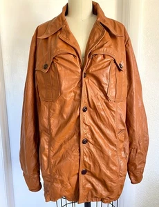 Giacca foderata vintage anni 70 pelle stile western arancione bruciato di Joo Kay 45" Chst - Foto 1 di 7