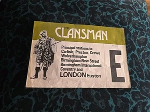 The Clansman Coach E Carriage Ventana Etiqueta Londres Euston Vintage British Rail - Imagen 1 de 6