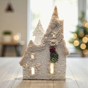 Seasons of Cannon Falls Putz inspiriert Haus Milchglas Glitzer Kerzenhalter - Bild 1 von 9