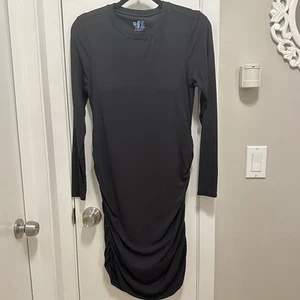 SheBird Dress Ruched Ribbed Built In Bra Performance Fitted Stretch 6 black - Picture 1 of 5