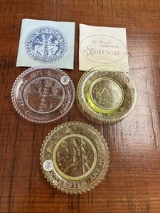(Lot LL) Set Of 3 Pairpoint Glass Cup Plates Includes (2) Glow Vaseline Glass - Picture 1 of 8