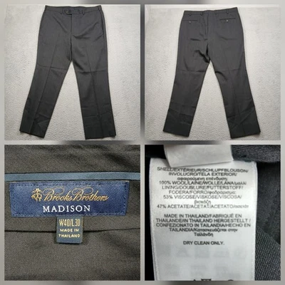 Brooks Brothers Madison Dress Pants Men 40x30 Gray 100% Wool Classic Fit - Image 1 of 4