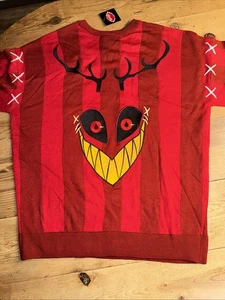 Hot Topic Hazbin Hotel Alastor Smile extrem übergroßer roter Pullover MEDIUM neu mit Etikett - Bild 1 von 17