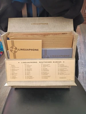 Vintage Linguaphone German Language Course Vinyl 78rpm Record Set & Case - Image 1 of 4