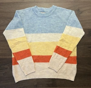 URBAN OUTFITTERS Striped Alpaca Wool Blend Colorblock Sweater - Size Small - Picture 1 of 3