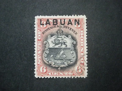 Borneo Norte - Labuan 1894 6c marrón-lago SG67 FU Foto 1 de 2