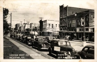 Palestine TX Texas Street Scene McDonald RPPC Photo Postcard COPY - Image 1 of 2