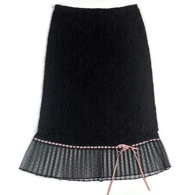 Vintage Betsey Johnson Skirt P Black Lace Coquette 90s Girl Whimsigoth Fairy y2k - Image 1 of 4