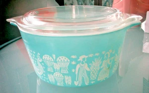 Pyrex Amish Butterprint Türkis Kasserolle 1 Menge/473 Aschenputtel Form mit Deckel - Bild 1 von 7