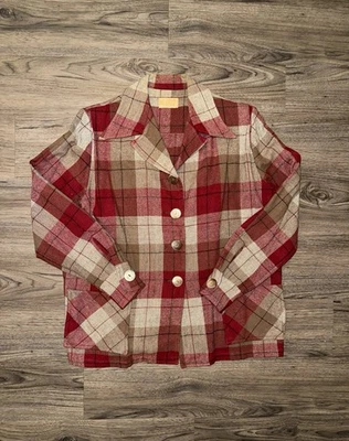 Vintage 1950s  Plaid WESTERN STAR SEATTLE Wool Jacket Cardigan M Rockabilly - Image 1 of 4