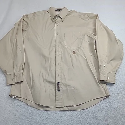 Camisa Tommy Hilfiger Vintage Años 90 Manga Larga Bronceado Sólido Abotonada Para Hombres 16 34-35 Foto 1 de 4