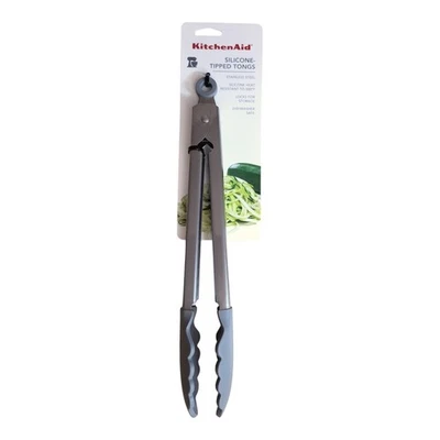 NEW KitchenAid Silicone Tipped Stainless Steel Tongs in Gray 10.26" - Image 1 of 4